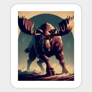 angry moose vintage poster Sticker